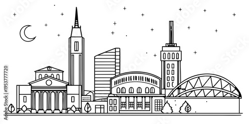 USA, US, U.S, United States - Nashville skyline simple music city shapes svg minimal vector
