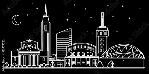 USA, US, U.S, United States - Nashville skyline simple music city shapes svg minimal vector
