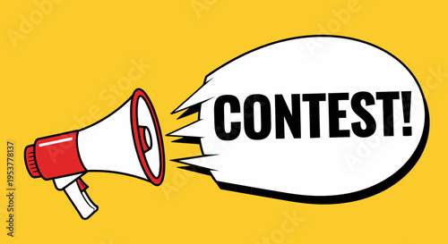 Announcing a Contest with a Megaphone on a Bright Yellow Background for Engagement