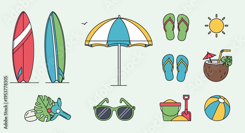 Beach toys and accessories collection.