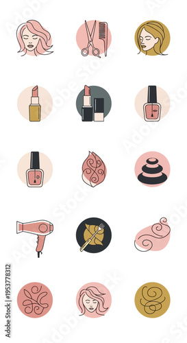 Beauty and cosmetics product icons.