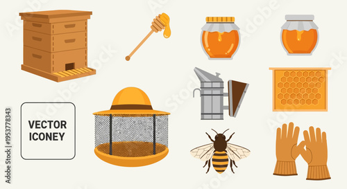 Bee vector icon set collection.