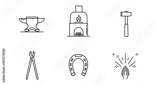 Blacksmith tools and equipment icons.