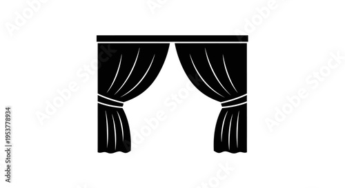 Black Curtain Drapes Tied Back.