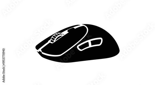 Black computer mouse with buttons.