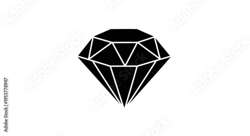 Black Diamond Gemstone Icon Symbol.