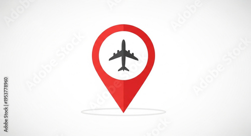 Airport Location Pin - A Red Marker with Airplane Icon.