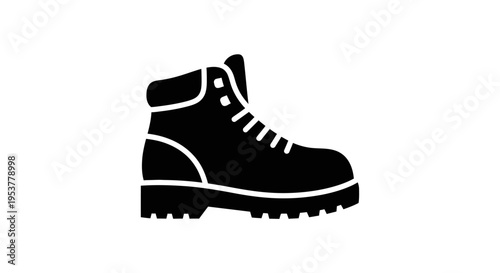 Black hiking boot with laces.