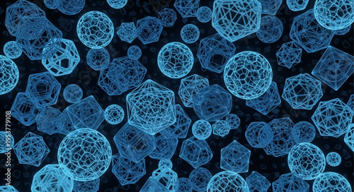 Intricate Blue Spheres - A Microscopic View of Complex Structures.
