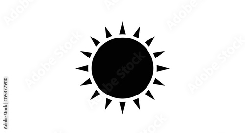 Black sun symbol with rays.