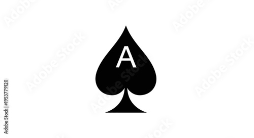 Black Spade Playing Card Suit Symbol.