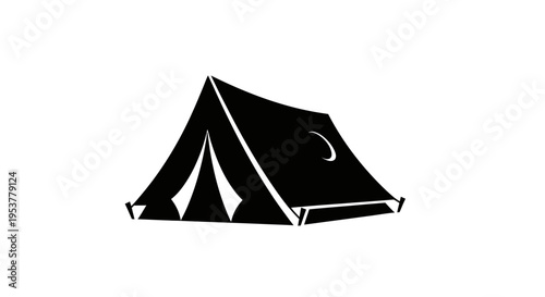 Black tent with white trim camping.