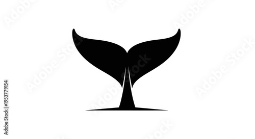 Black Whale Tail Silhouette Swimming Deep.