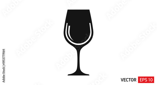 Black wine glass icon vector graphic.