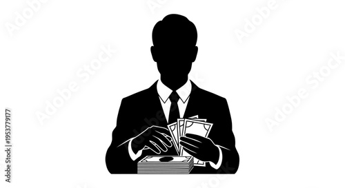 Businessman holding cash money.