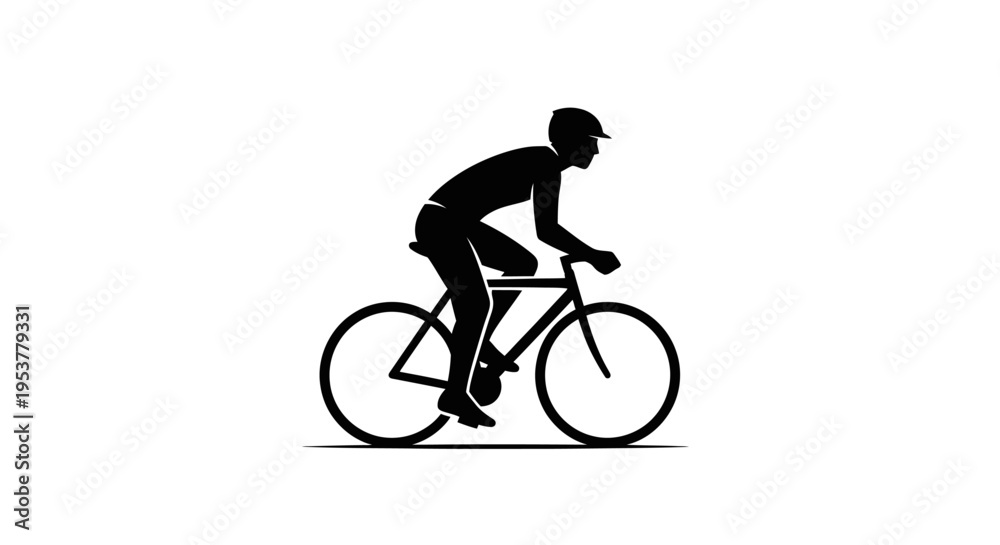 Fototapeta premium Man riding a bicycle fast outside.