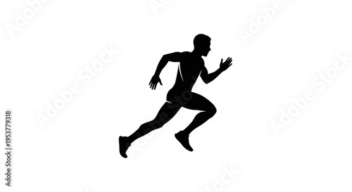 Man Running in Full Sprint Motion.