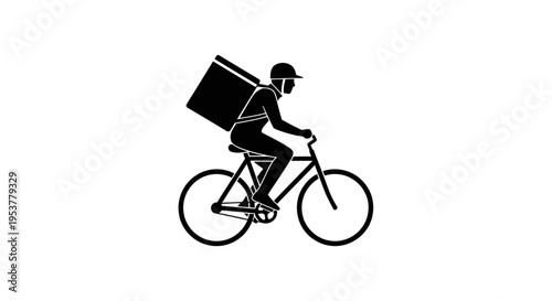 Man riding bicycle with delivery bag.