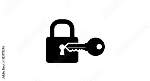 Padlock with inserted key icon.