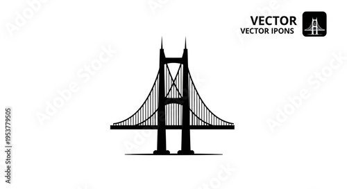 Suspension Bridge Structural Engineering Icon.