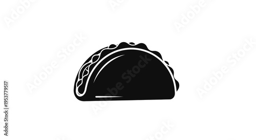 Taco food illustration in black.