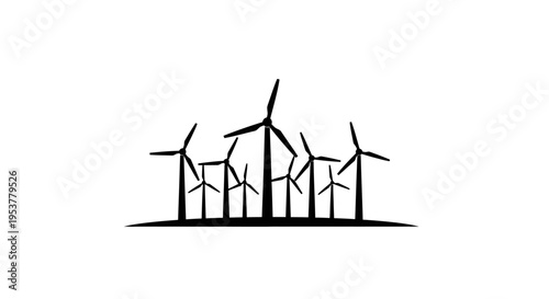 Wind turbines renewable energy farm.