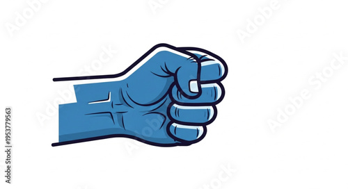 Blue Hand Clenched into a Fist, Ready for Action.