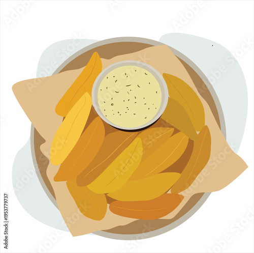 french fries and mayonnaise. french fries isolated

