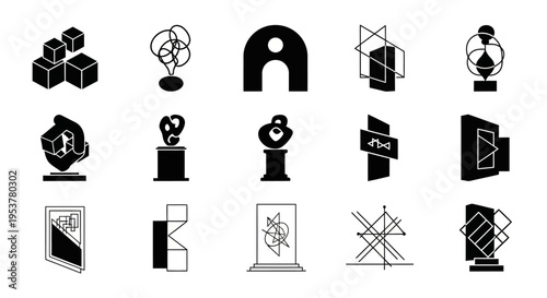 Black and white business icons set.