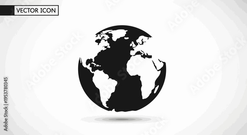 Black and white earth globe icon.