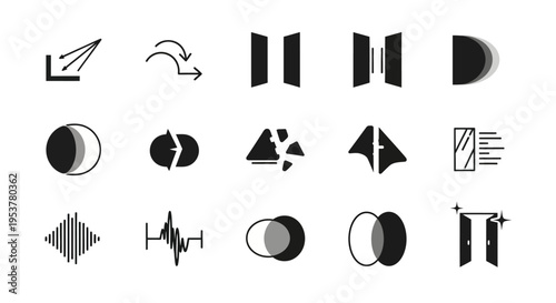Black and white geometric shapes icons.