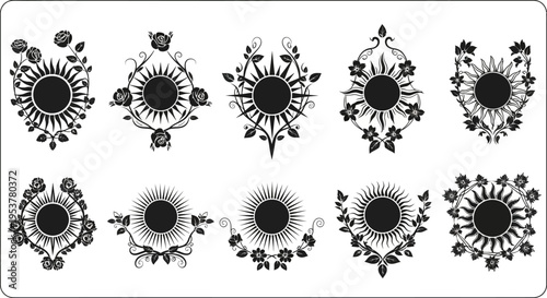 Black and white floral nail art designs.