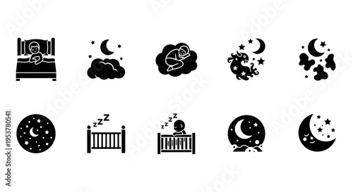 Black icons of sleeping and dreams.