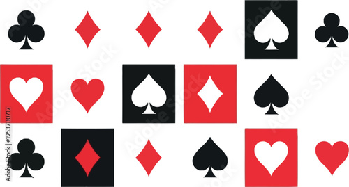 Set of 18 playing card suit symbols vector illustration for casino and game design