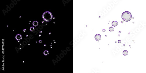 Abstract 3D Water Bubble Sphere on Black and White Background