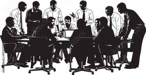 Business team meeting in a conference room setting illustration