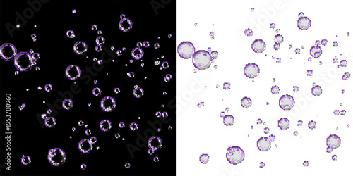 Realistic Soap Bubble Floating on Black and White Background