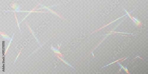 Rainbow Crystal Refraction Light Effect on Transparent Background