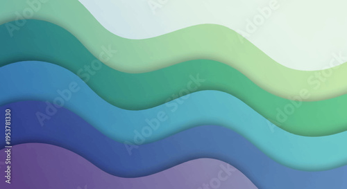 Abstract layered gradient waves in shades of blue and green, modern and artistic design