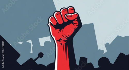 Raised Fist in Protest - Symbol of Solidarity, Resistance, and Social Change.