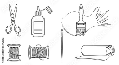 Crafting tools and supplies collection.