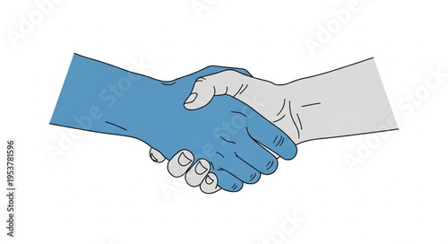 Handshake Illustration - Collaboration and Agreement in Blue and Gray.