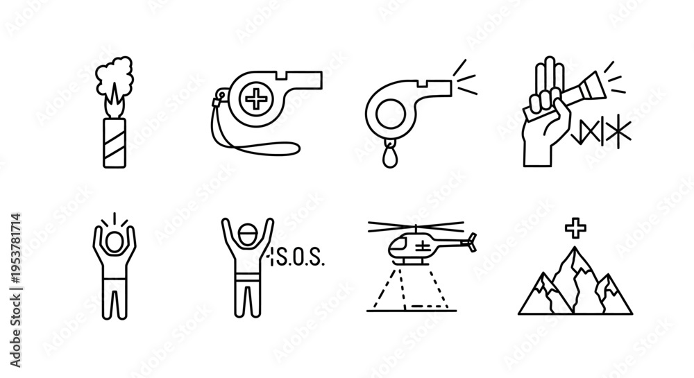 Fototapeta premium Emergency help icons and symbols.