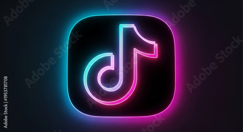 Neon TikTok Logo - A Vibrant Icon of Social Media and Digital Culture.