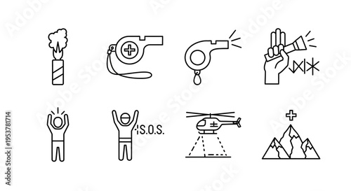 Emergency help icons and symbols.