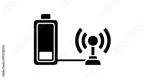 Battery Powered Wifi Icon Showing Connection Status