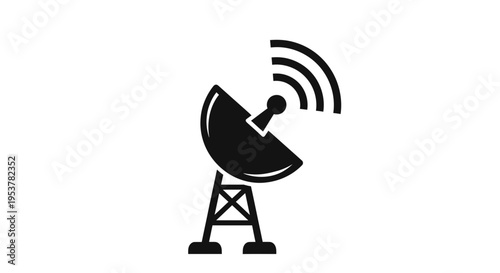 Satellite Antenna Communicating Signals Illustration