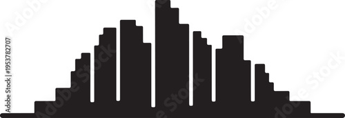 Stylized cityscape silhouette with rising buildings representing urban development and city skyline