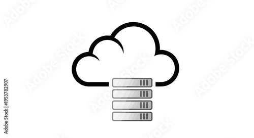 Cloud data storage and server icon representing cloud computing technology solutions