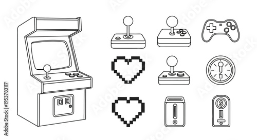Collection of video game controllers icons.